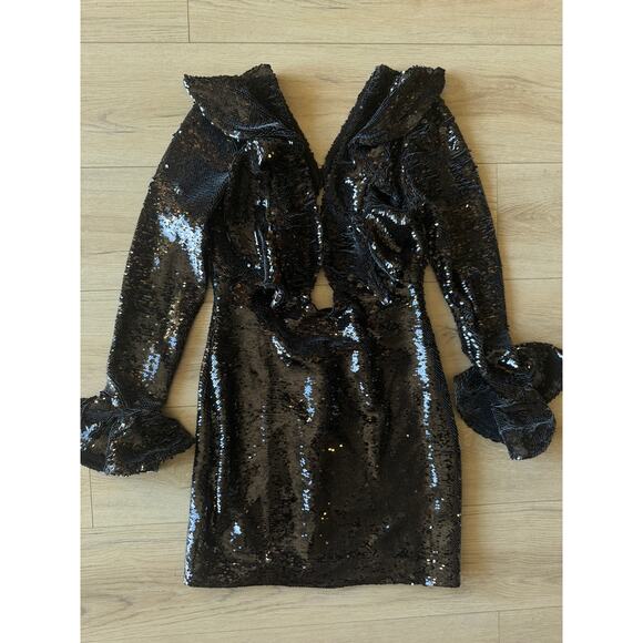 PatBO Black Sequin Keyhole Cutout Mini Dress - Picture 9 of 13